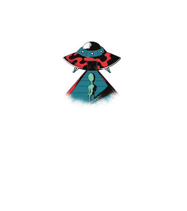 Alien Ufo model turcoaz pe tricou