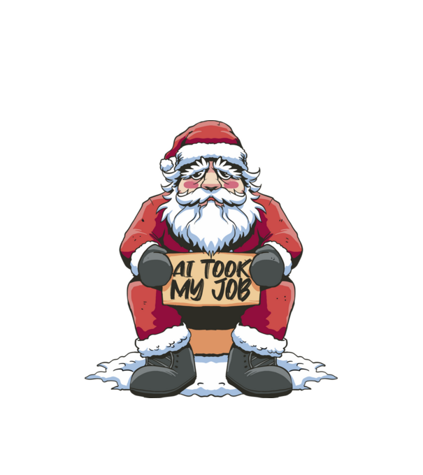 AI took my job Santa model alb pe tricou