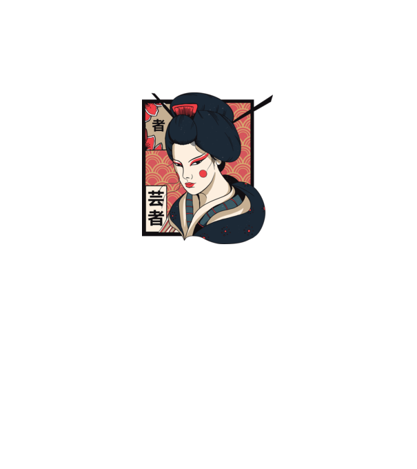 Geisha Japonia model alb pe tricou