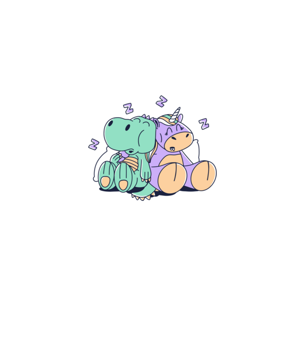 Unicorn adormit și T-rex model albastru deschis pe tricou