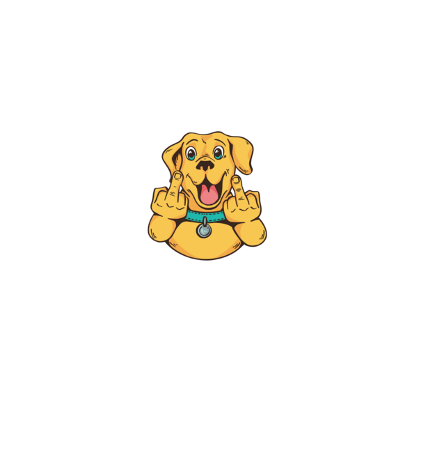 Golden Retriever arată degetul model gri pe tricou