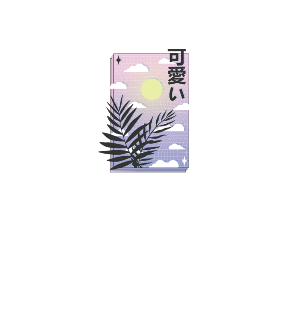 Vaporwave Val model gri pe tricou