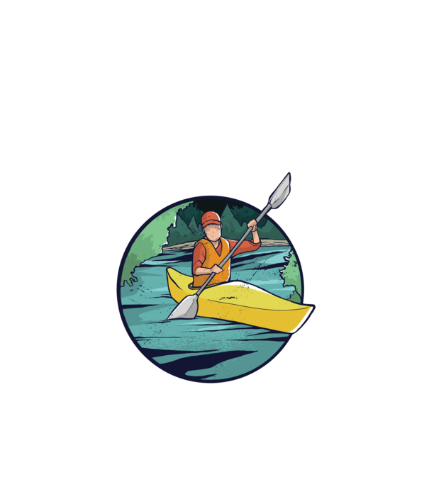 Caiac-canoe model negru pe tricou