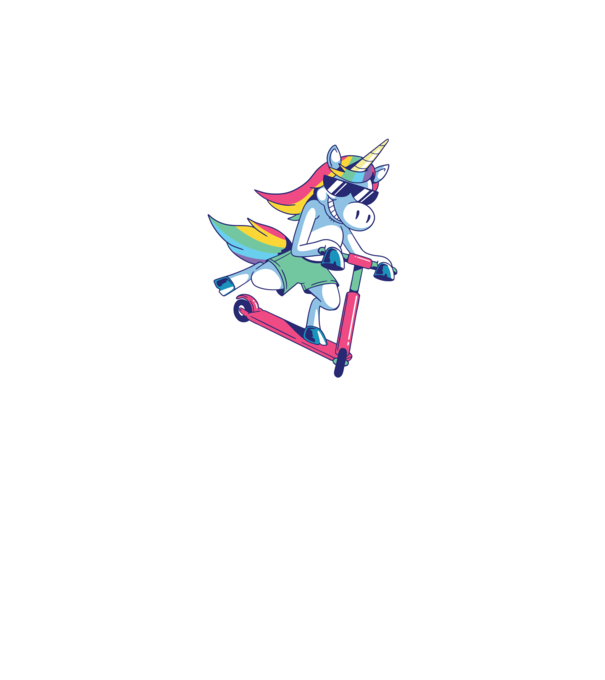 Unicorn cu trotinetă tricou amuzant model negru pe tricou
