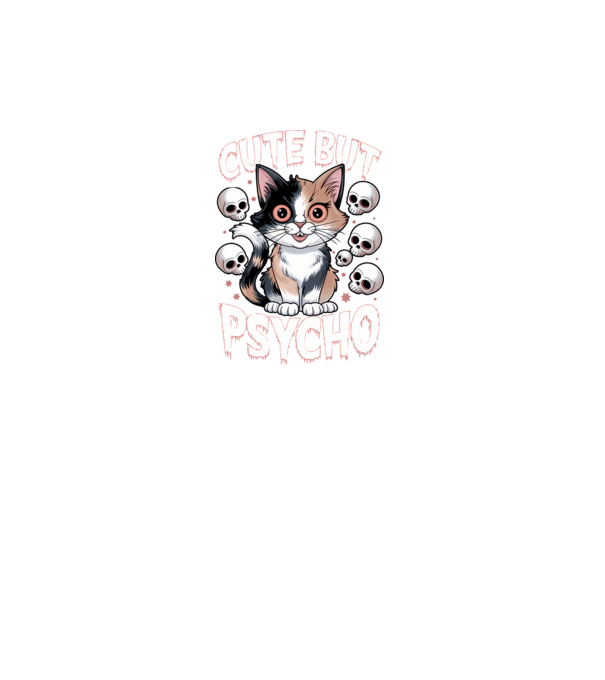 Cute, but Psycho pisică Negru model negru pe tricou
