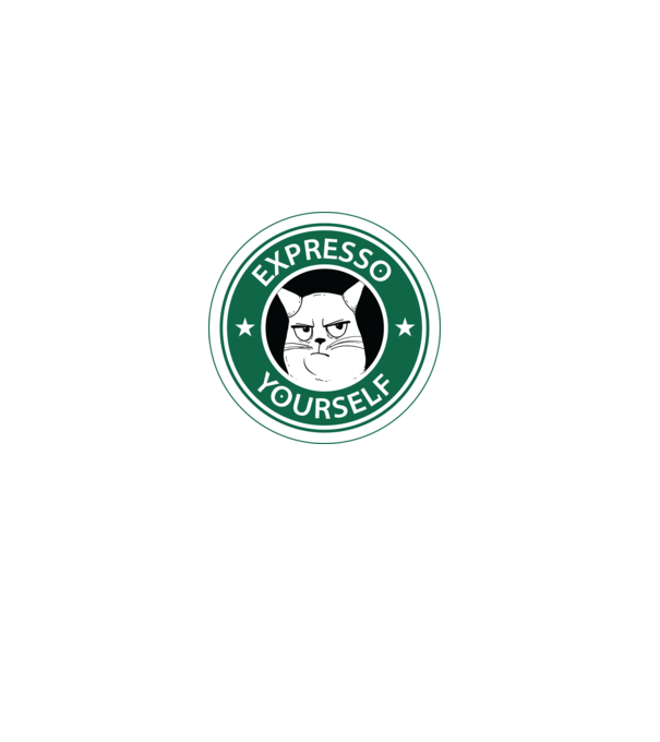 Expresso Yourself tricou Pisică cu cafea model negru pe tricou
