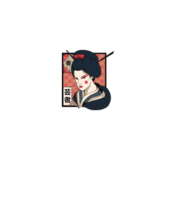 Geisha Japonia model alb pe tricou