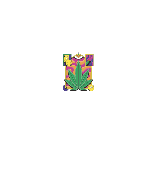 Hippy Cannabis model negru pe tricou