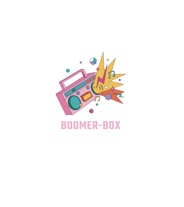 Boomer Box Magnetofon Retro model negru pe tricou
