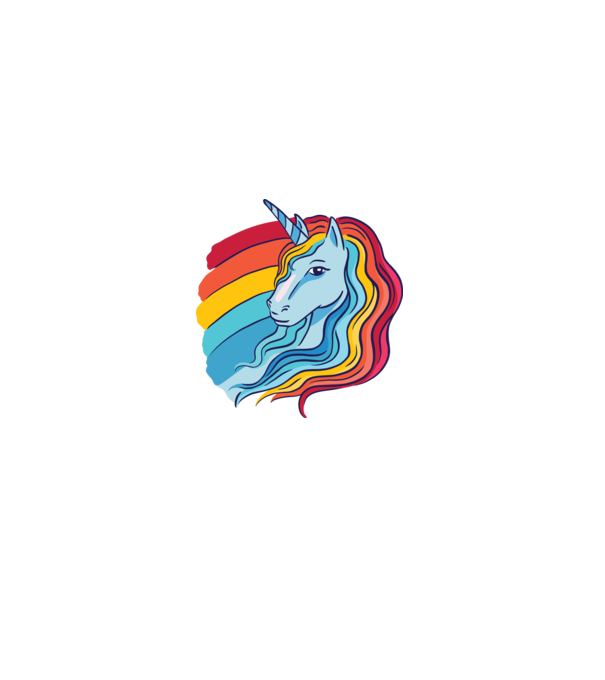 Unicorn cu Curcubeu model negru pe tricou