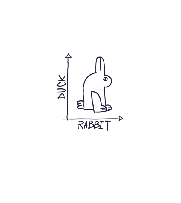 Rabbit vs Duck - Iepure sau Rață model nisipiu pe tricou
