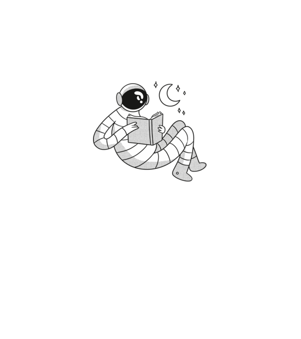 Lectură Astronaut model negru pe tricou