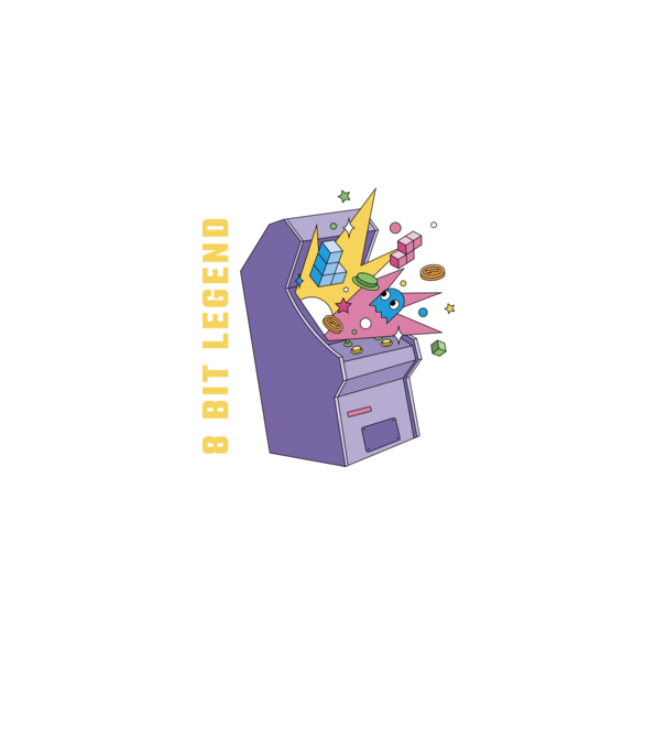 8 Bit Legendă Arcade Slot Machine model negru pe tricou