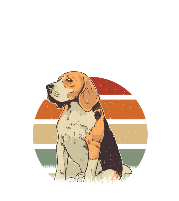 Beagle Retro Sunset model negru pe tricou
