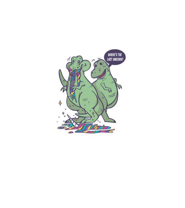 T-rex a mâncat unicornul model alb pe tricou