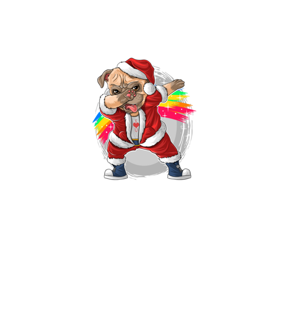 Santa Mops Moș Crăciun model negru pe tricou