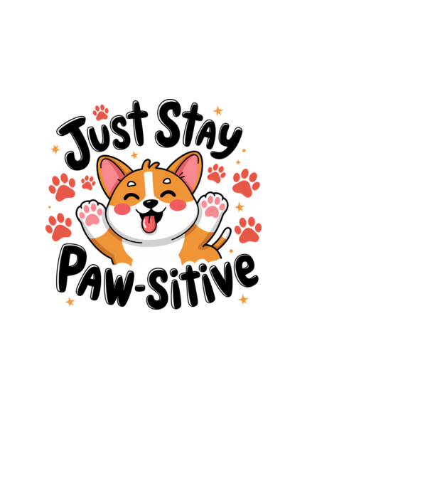 Just Stay Paw-sitive Alb model alb pe tricou