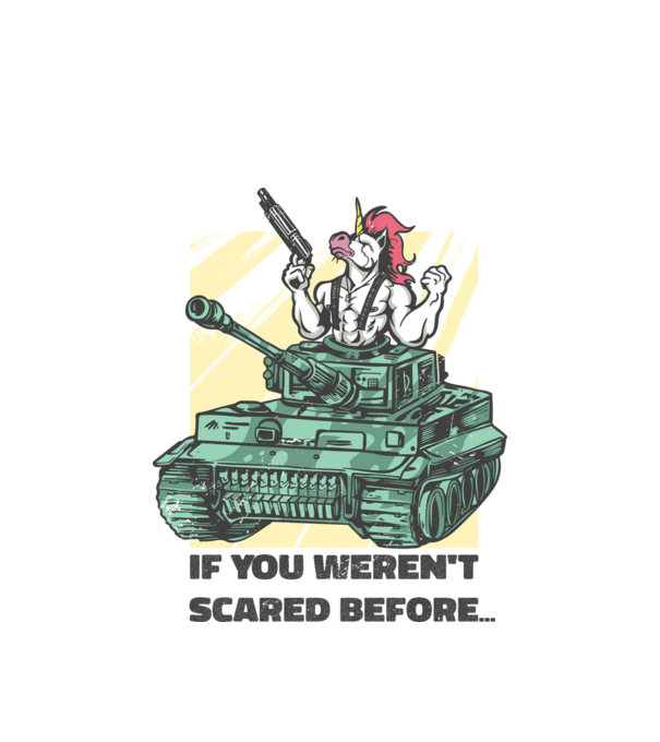 Unicorn Tanc model alb pe tricou