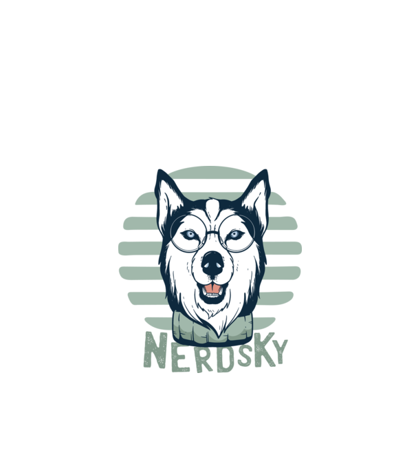 Nerdsky Husky model negru pe tricou