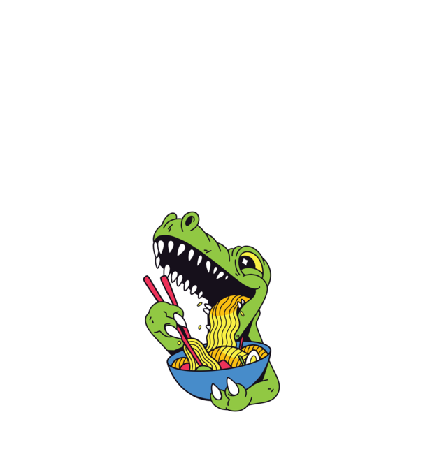 T-rex Ramen model roșu pe tricou