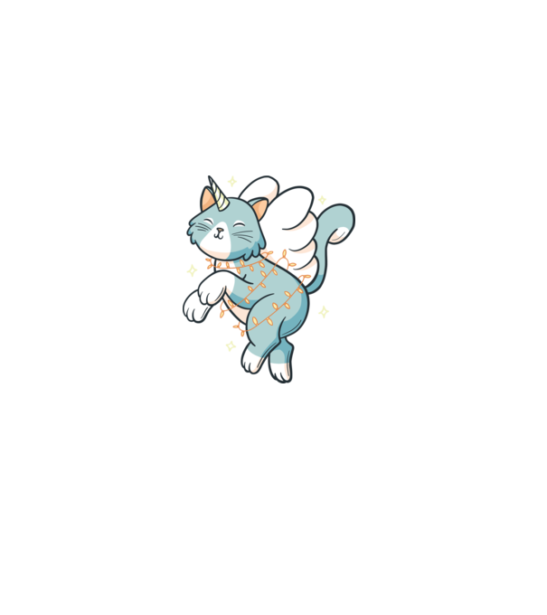 Pisică Unicorn model alb pe tricou