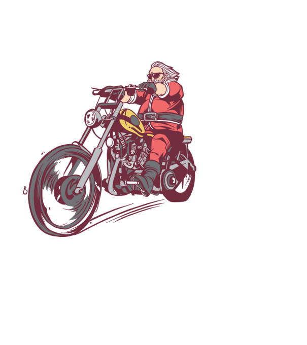 Moș Crăciun motociclist model alb pe tricou