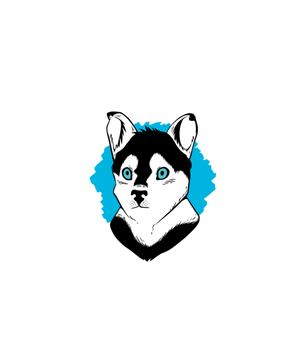 Câine Pomsky model alb pe tricou