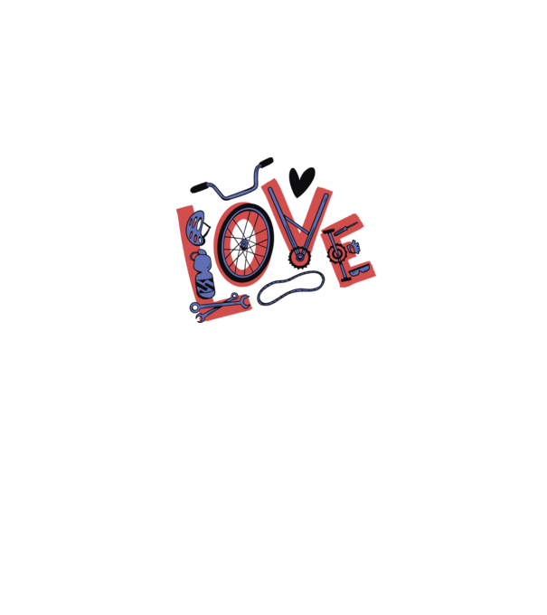 Love Bicicletă model alb pe tricou