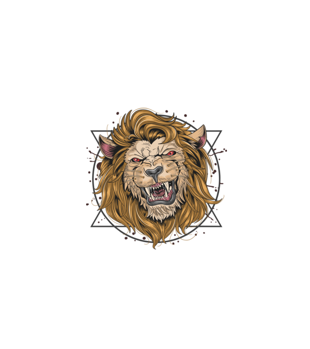 angry lion model negru pe tricou