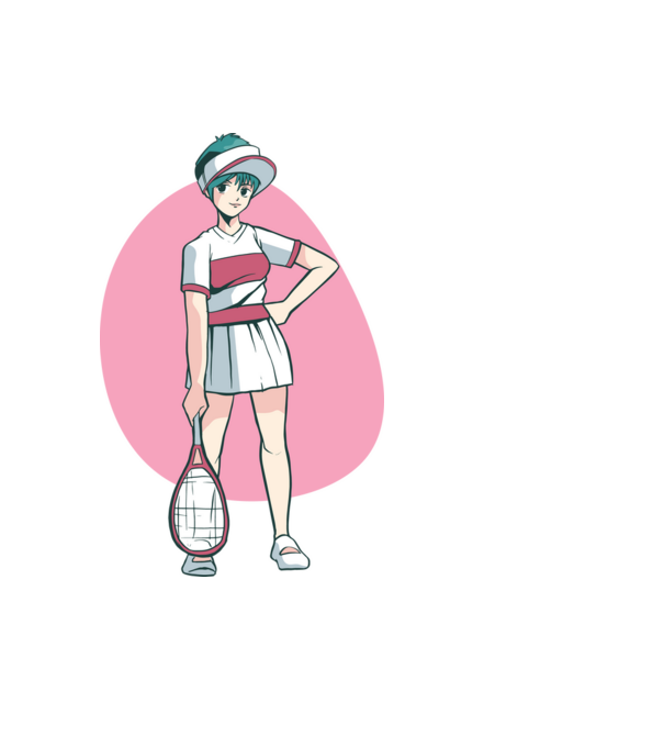 Anime Jucător de tenis fată model albastru deschis pe tricou