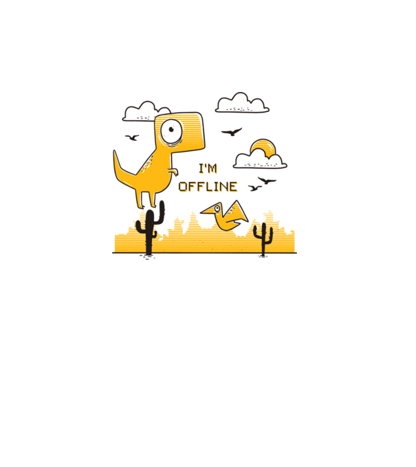 'I''m Offline - tricou amuzant cu dinozaur' model turcoaz pe tricou