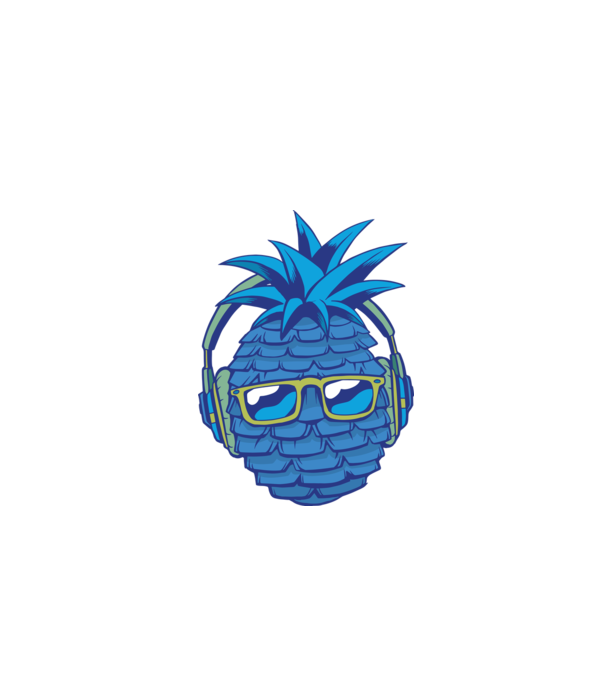 Ananas albastru cu căști model gri pe tricou