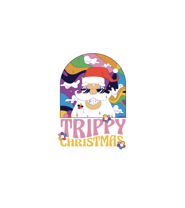 Trippy Christmas model negru pe tricou
