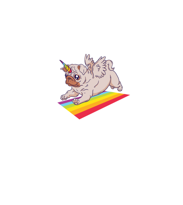 Mops unicorn model albastru jeanși pe tricou