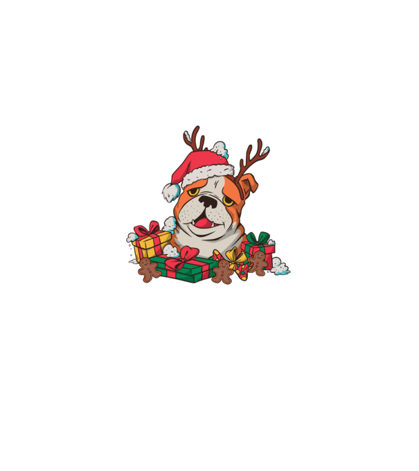 Bulldog de Crăciun model albastru deschis pe tricou