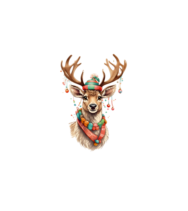 Festive Reindeer model alb pe tricou