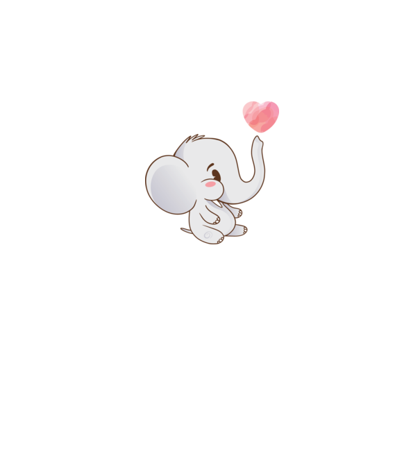 Elefant drăguț model alb pe tricou