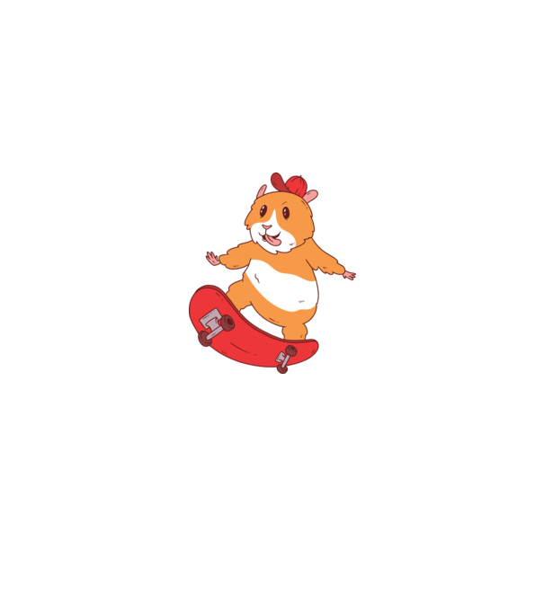 Hamster Skateboarder model turcoaz pe tricou