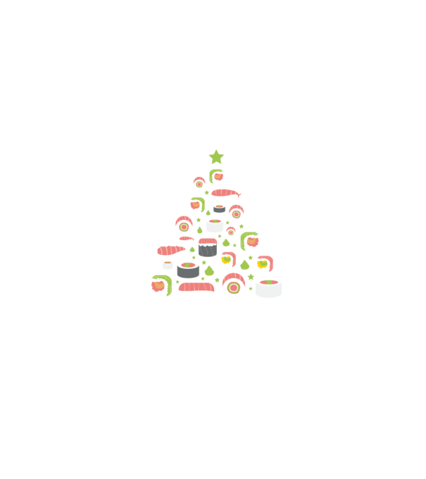 Pom de Crăciun Sushi model negru pe tricou