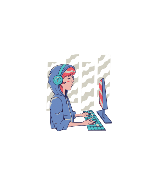 Anime Programator fată model albastru închis pe tricou