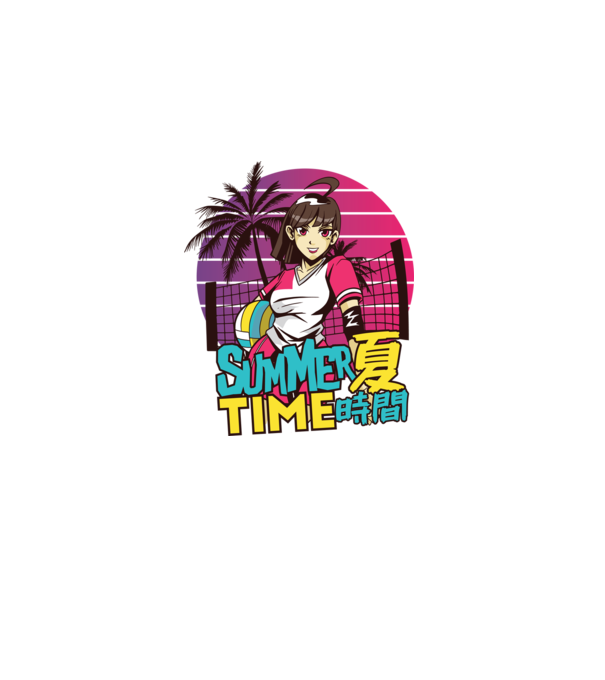 Summer Girl Anime Fată Manga model negru pe tricou