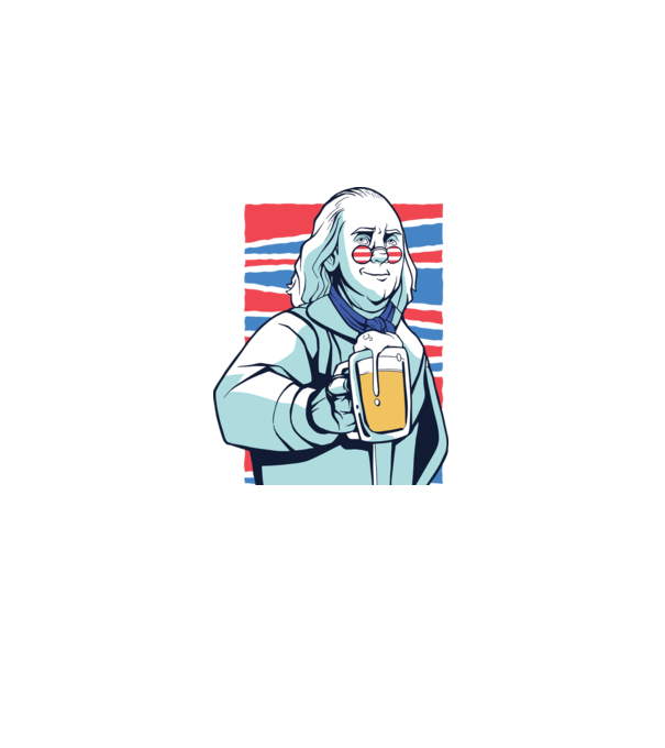 Benjamin Franklin Beer model alb pe tricou