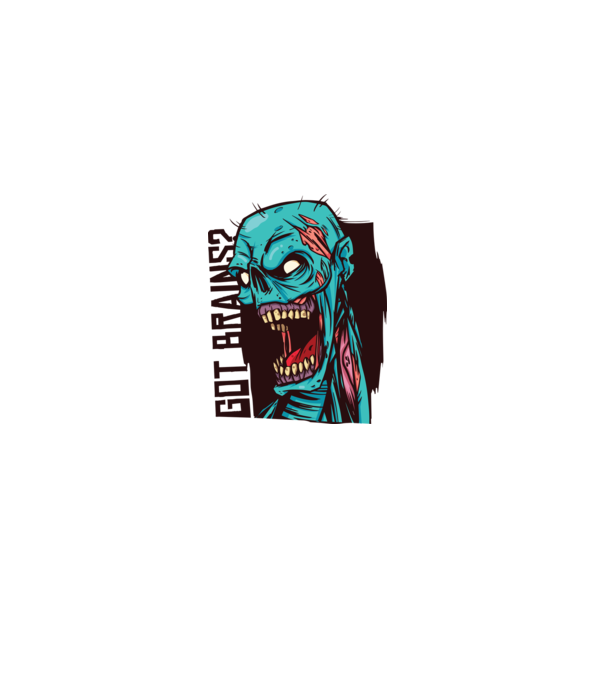 Got Brains? Cap Zombie model alb pe tricou