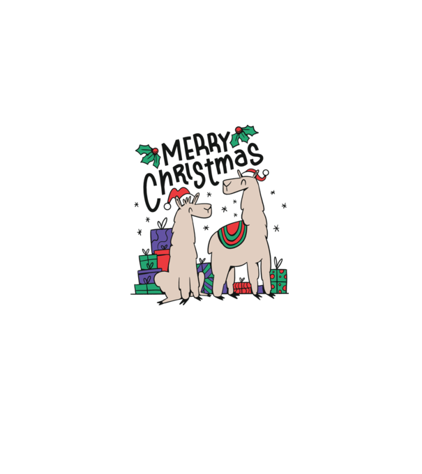 Alpaca de Crăciun model alb pe tricou