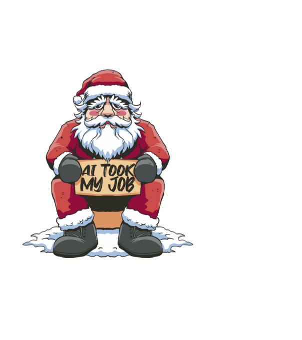 AI took my job Santa model alb pe tricou