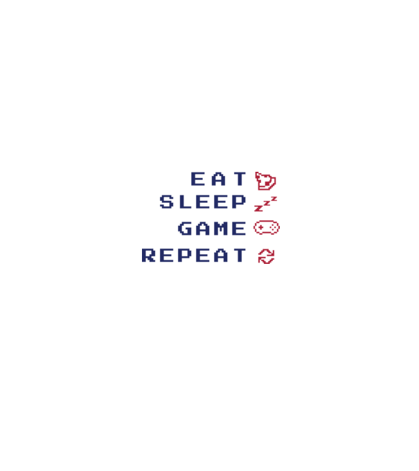 Eat Sleep Game Repeat model alb/roșu pe tricou