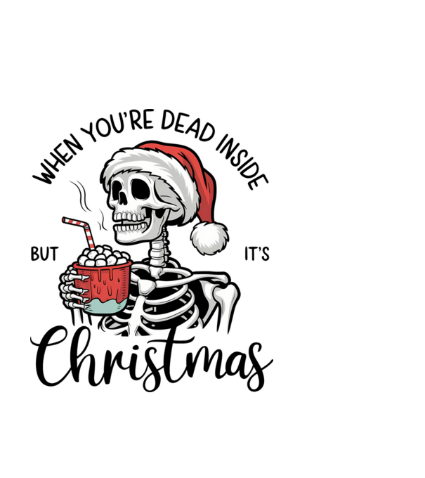 Dead inside, but it's christmas Alb model negru pe tricou