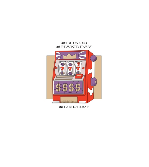 Slot machine model alb pe tricou