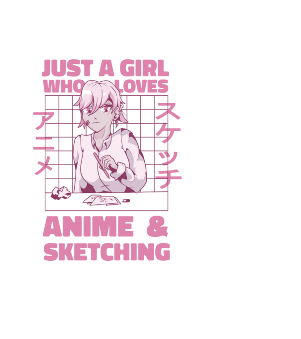 Doar o fată căreia îi place Anime și desenul model negru pe tricou