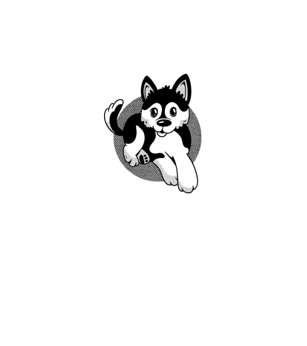 Câine Pomsky model albastru regal pe tricou